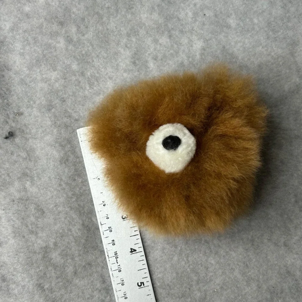 Peruvian Soul Alpaca Fur Bag Charm Keychain Brown Bear Fluffy Cute Bag Accessory